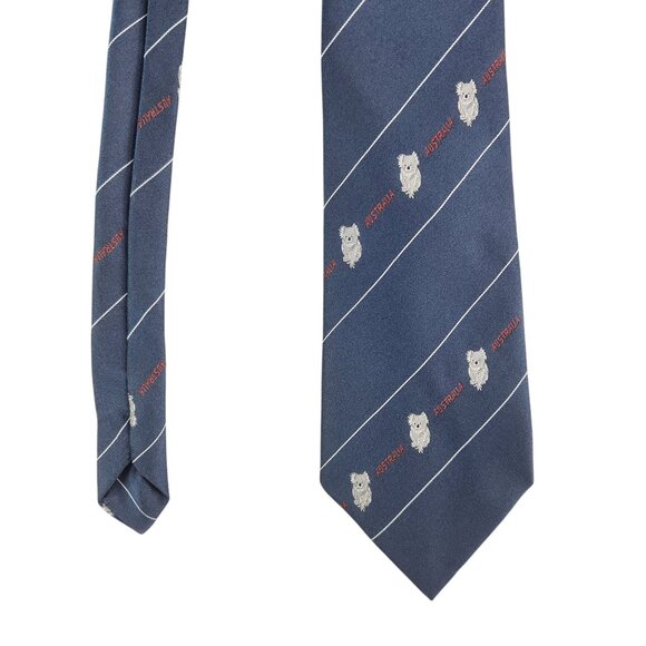 Address Australian Koala & Australia Text Patterned Tie Blue 100% Polyester - Picture 1 of 4